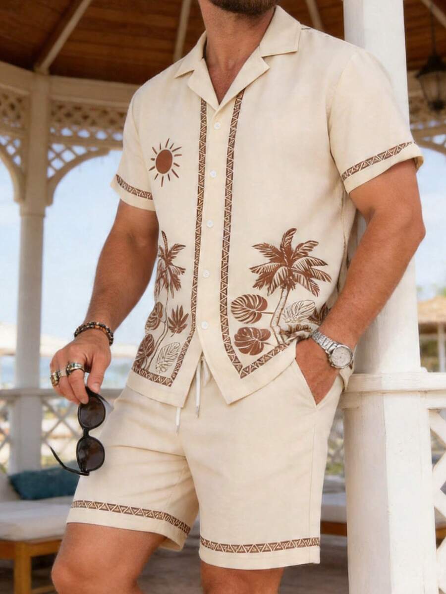 Mens Short Sleeve Graphic Print 2-Piece Set Shirt and Shorts – Dalron