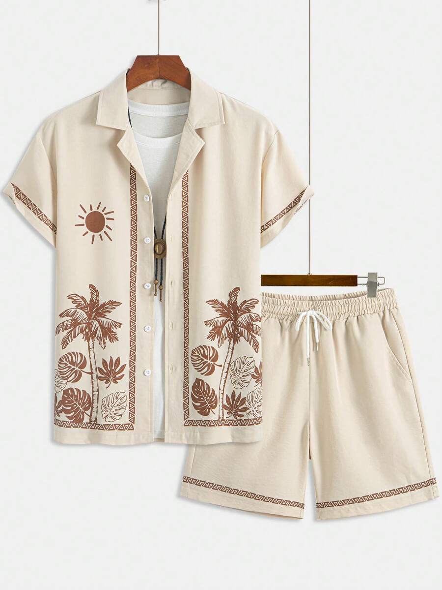 Mens Short Sleeve Graphic Print 2-Piece Set Shirt and Shorts – Dalron