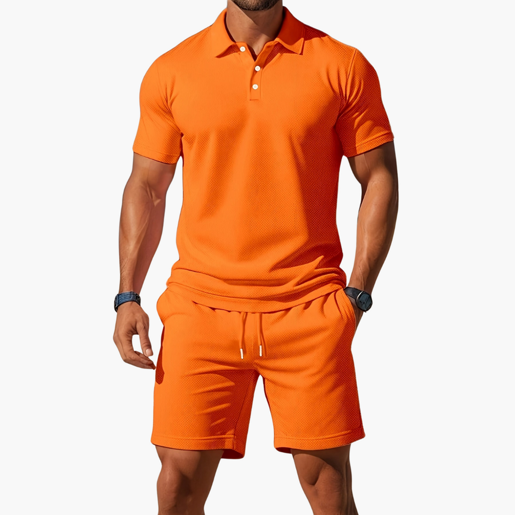 Polo Shirt & Drawstring Shorts Matching Set in Black – Mast