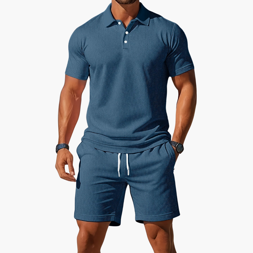 Polo Shirt & Drawstring Shorts Matching Set in Black – Mast