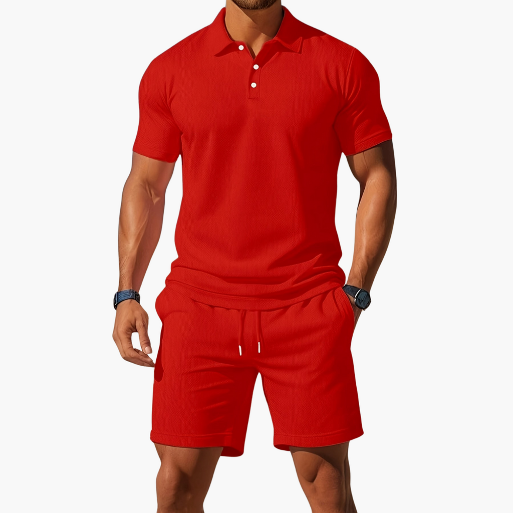 Polo Shirt & Drawstring Shorts Matching Set in Black – Mast