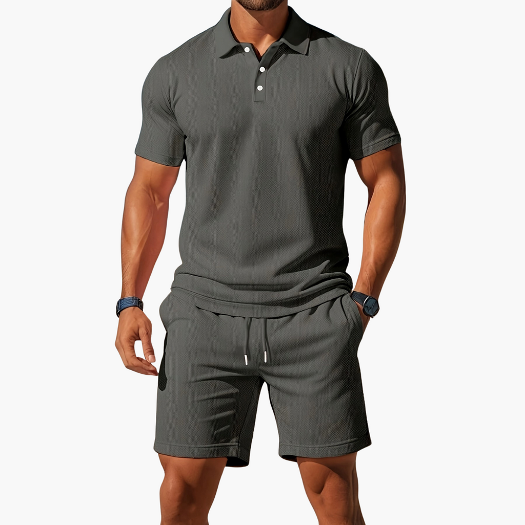 Polo Shirt & Drawstring Shorts Matching Set in Black – Mast