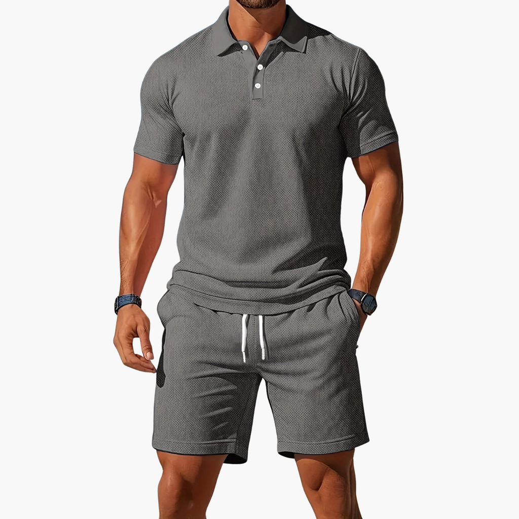 Polo Shirt & Drawstring Shorts Matching Set in Black – Mast