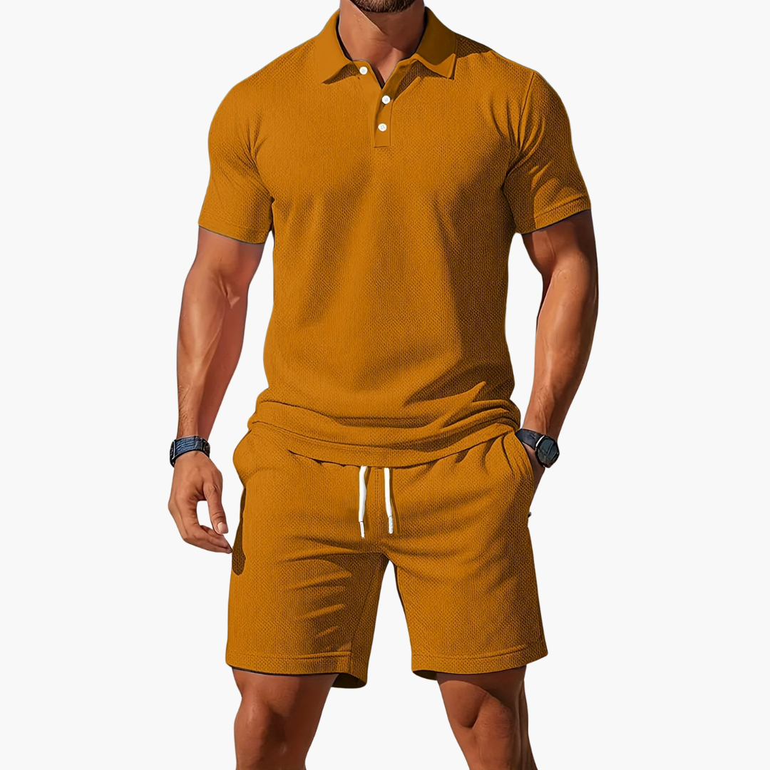 Polo Shirt & Drawstring Shorts Matching Set in Black – Mast