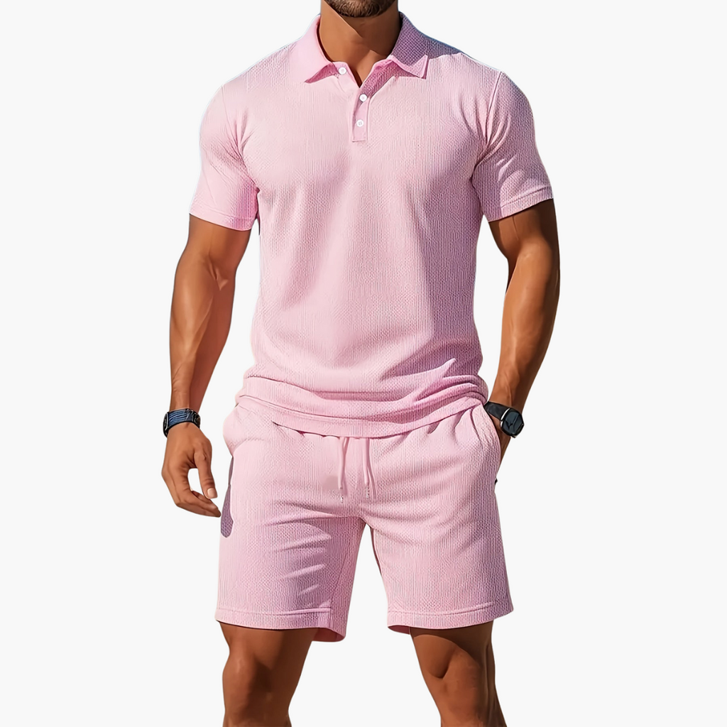 Polo Shirt & Drawstring Shorts Matching Set in Black – Mast