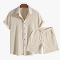 Waffle knit lounge set in beige – TARLANO