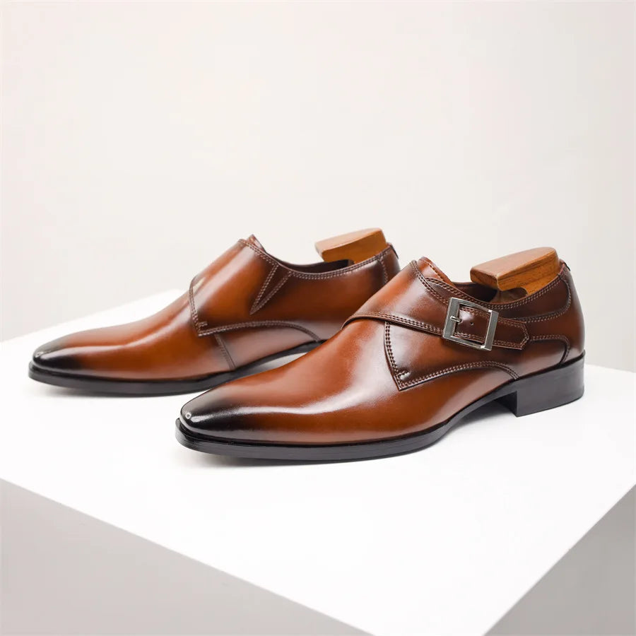 Almond toe monk strap dress shoe with single buckle detail – TARLANO