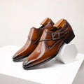 Men's Single Monk Strap Dress Shoe Almond Toe Buckle Detail – Balvon