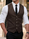 Men's Suedette Western Waistcoat Sleeveless V-Neck Vest – Ranvo