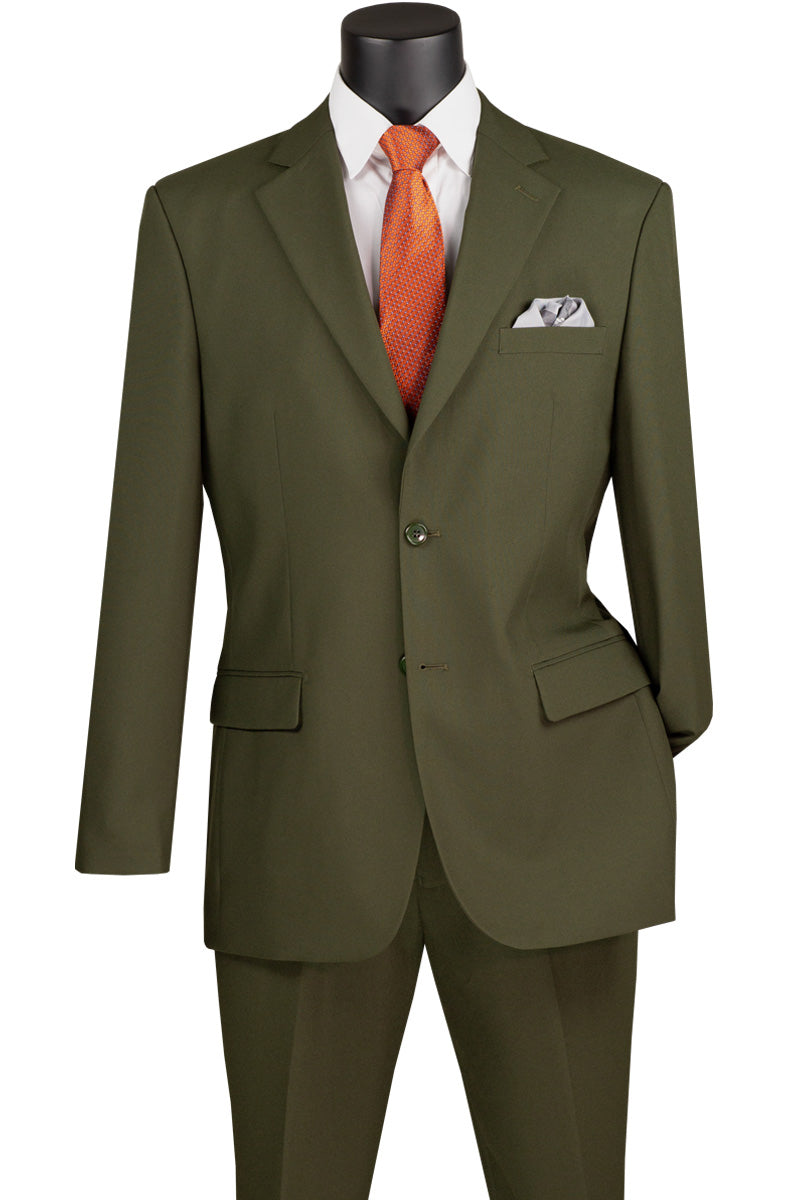 Two-button poplin suit jacket and trousers in olive – TARLANO
