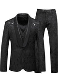 Mens Suit 3-Piece Rhinestone Shawl Lapel Tuxedo Black – Halco