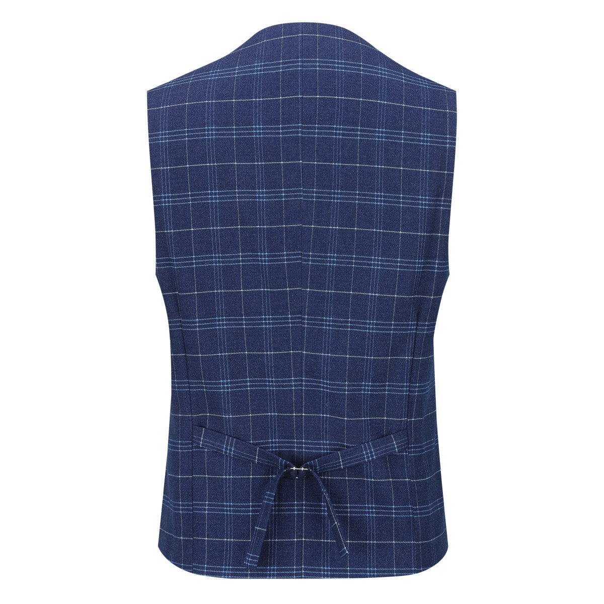 Mens Suit 3-Piece Slim Fit Plaid Peaked Lapel Navy – Norval