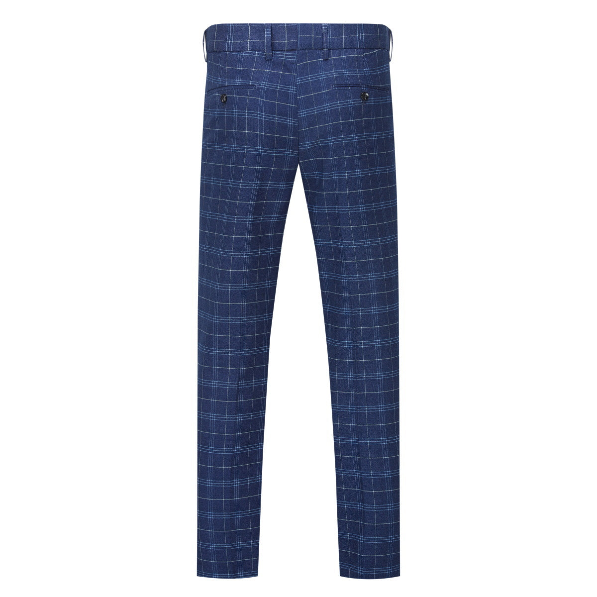 Mens Suit 3-Piece Slim Fit Plaid Peaked Lapel Navy – Norval