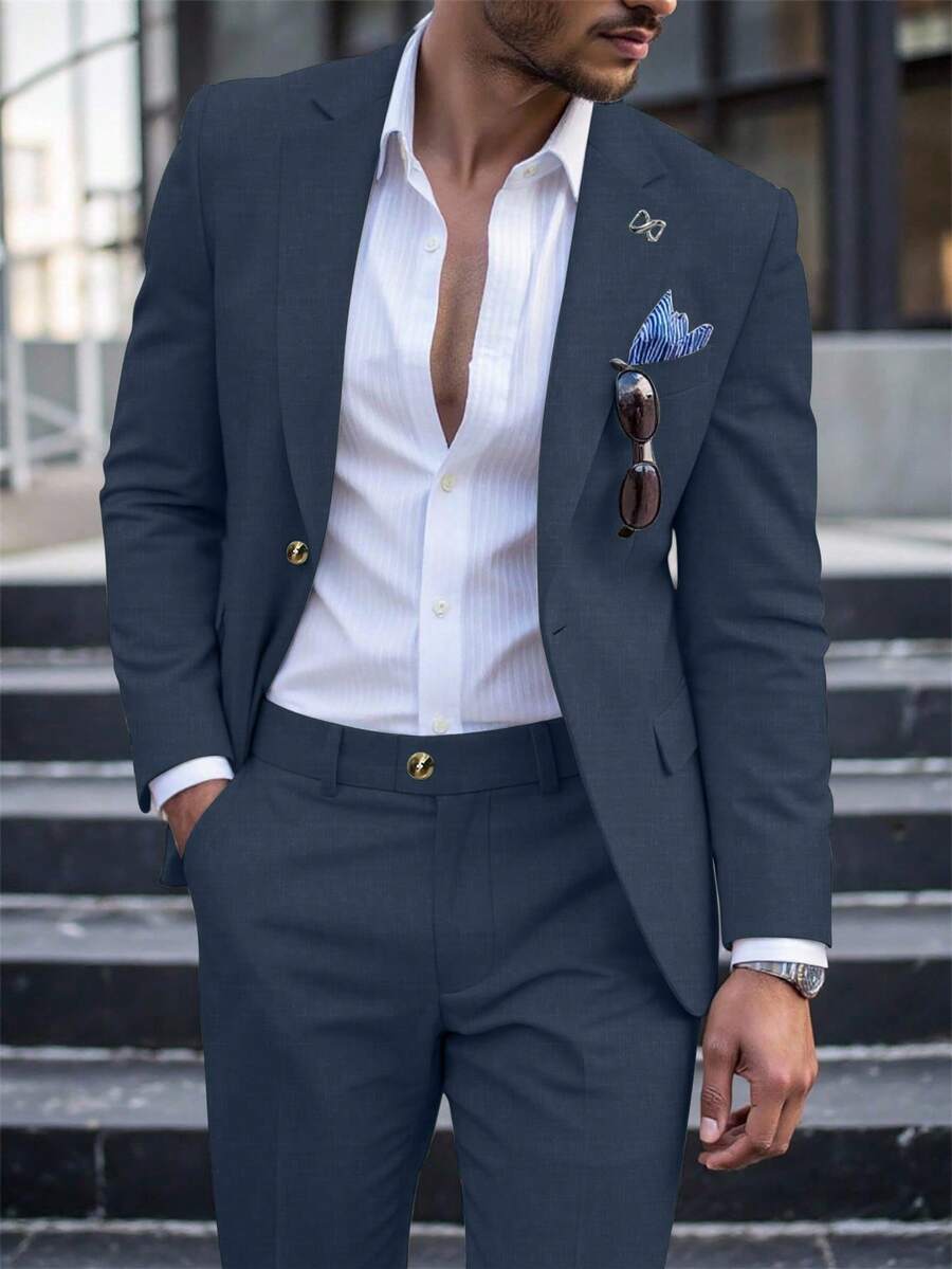 Men's Suit Blazer and Pants Set Slim Business Formal – Naldo