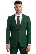 Slim fit two-button notch lapel suit in hunter green – TARLANO
