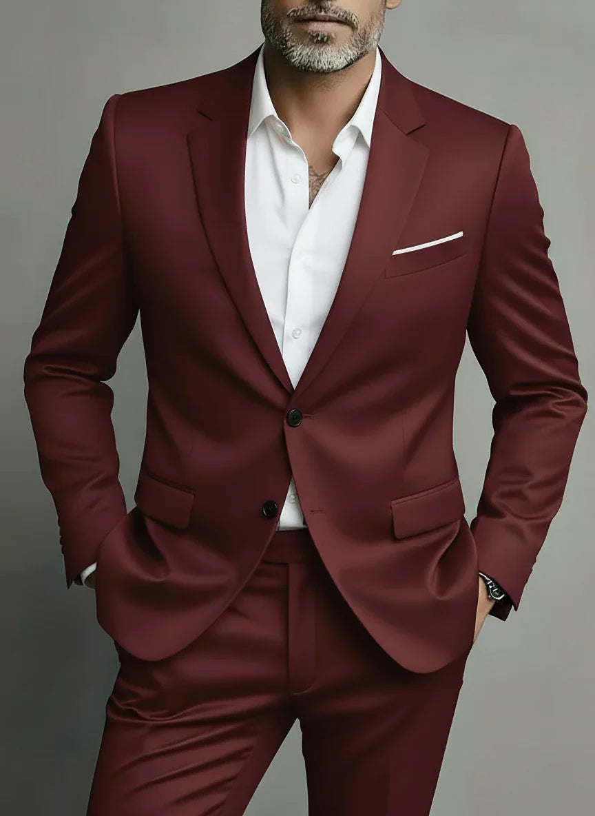 Slim fit two-piece suit in black, blazer and trousers flat lay – TARLANO