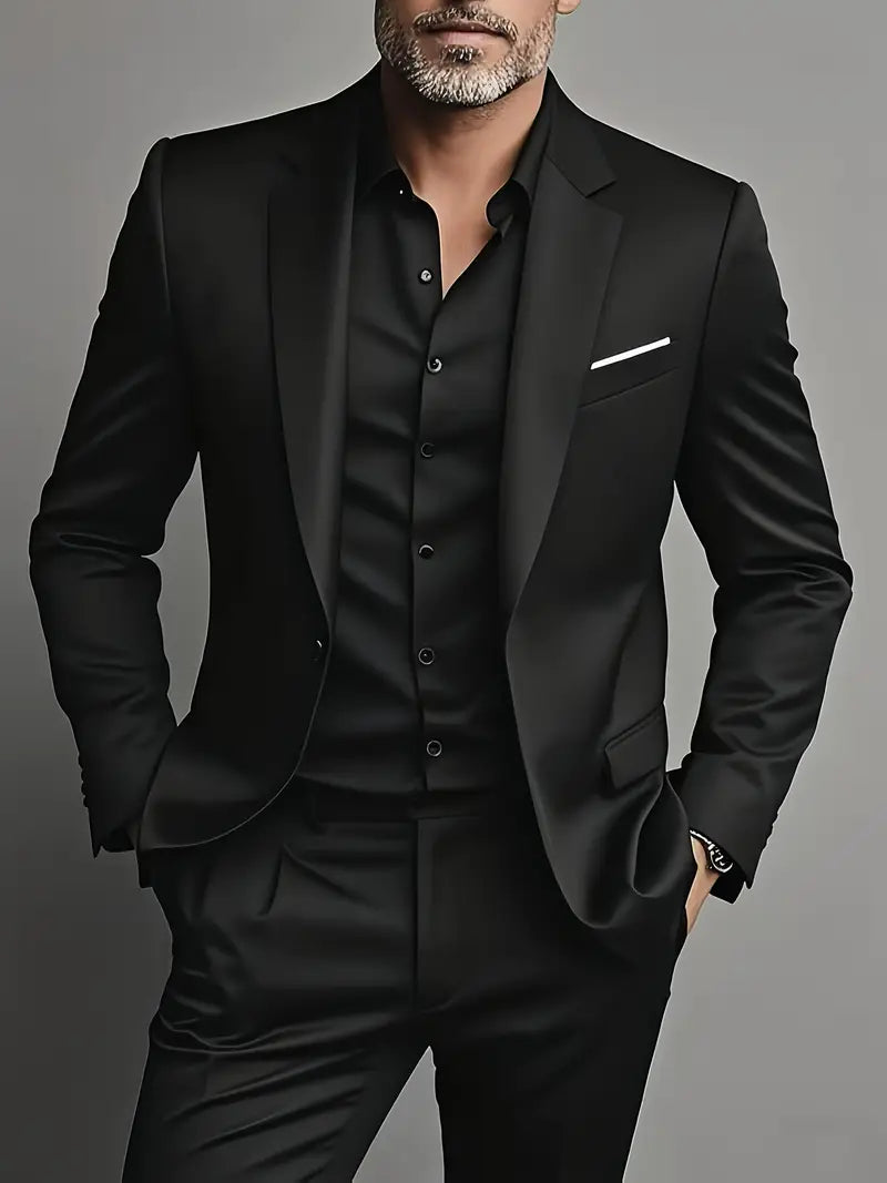 Mens Suit Slim Fit Two-Piece Single-Breasted Formal Set – Talvo