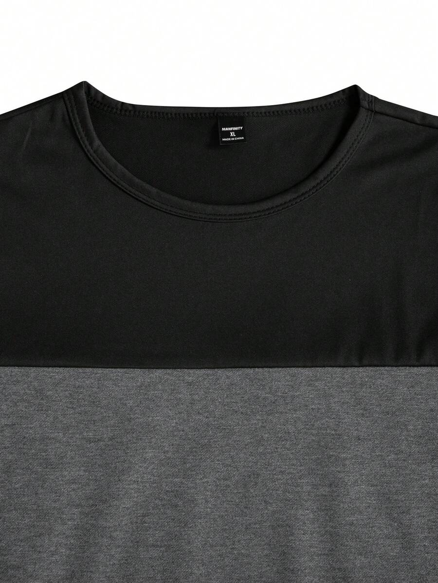 Mens T-Shirt and Shorts Set Color Block Crewneck Short Sleeve – Valco