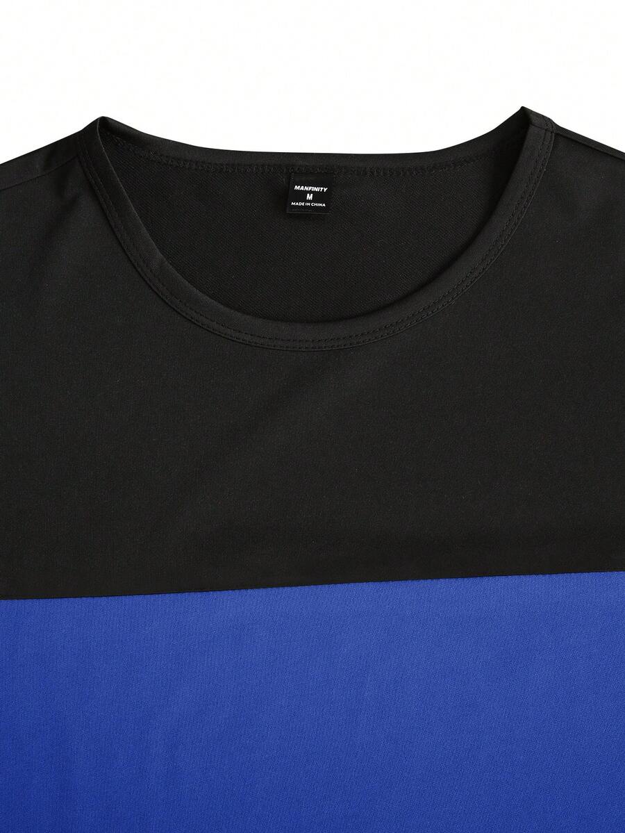 Mens T-Shirt and Shorts Set Color Block Crewneck Short Sleeve – Valco