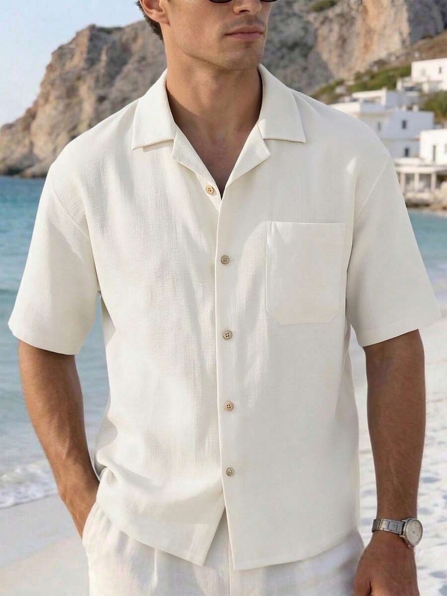 Mens T-Shirt Faux Linen Oversized Fit Short Sleeve Casual Shirt – Valner