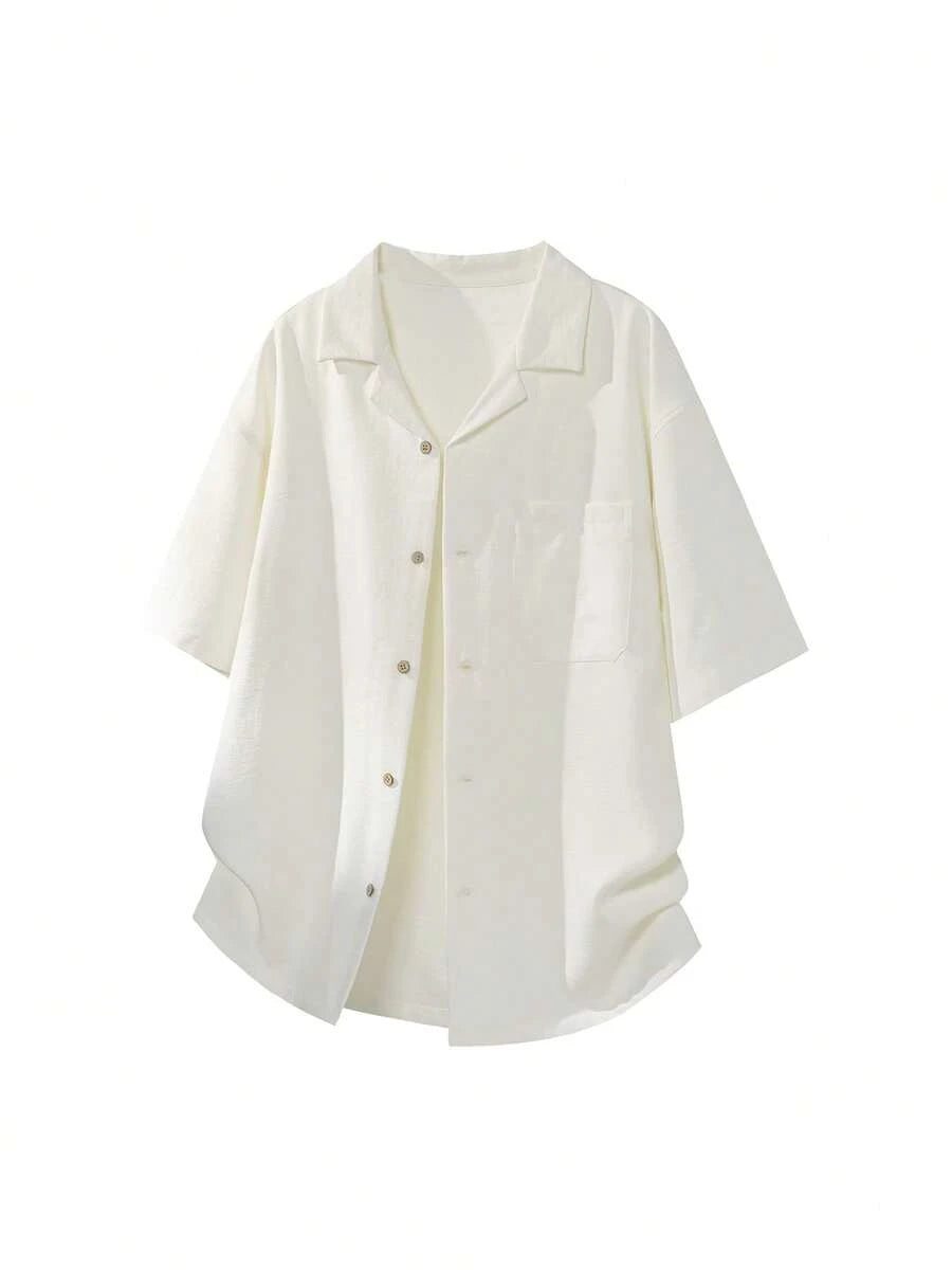 Mens T-Shirt Faux Linen Oversized Fit Short Sleeve Casual Shirt – Valner