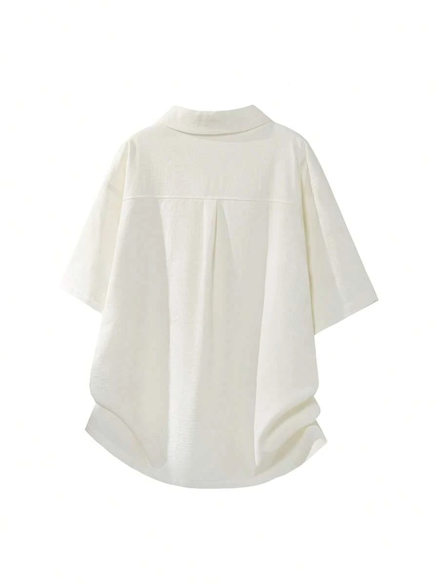 Mens T-Shirt Faux Linen Oversized Fit Short Sleeve Casual Shirt – Valner