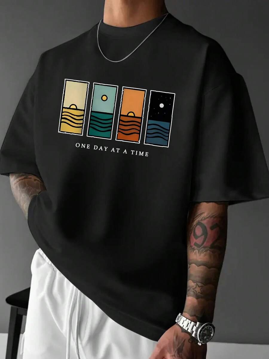 Men's T-Shirt Minimalist Graphic Drop Shoulder Short Sleeve – Corso