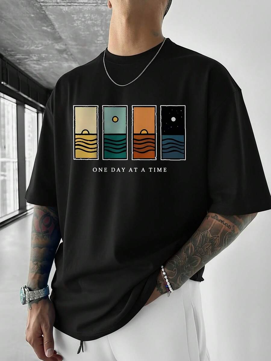 Men's T-Shirt Minimalist Graphic Drop Shoulder Short Sleeve – Corso
