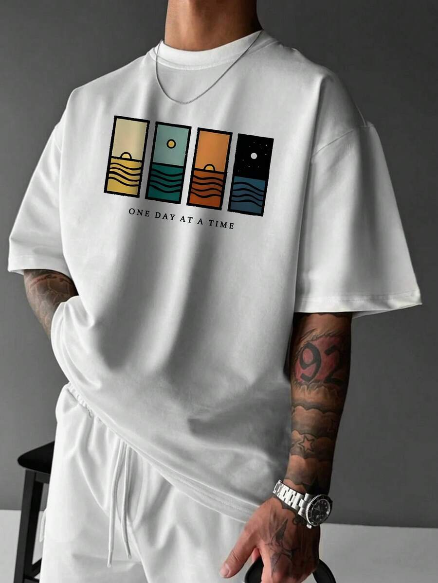 Men's T-Shirt Minimalist Graphic Drop Shoulder Short Sleeve – Corso