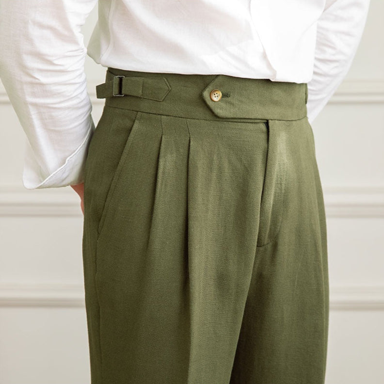 Mens Trouser High-Waisted Pleated Straight-Leg Italian Cut – Dalven
