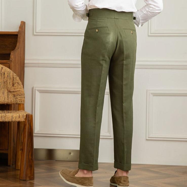 Mens Trouser High-Waisted Pleated Straight-Leg Italian Cut – Dalven