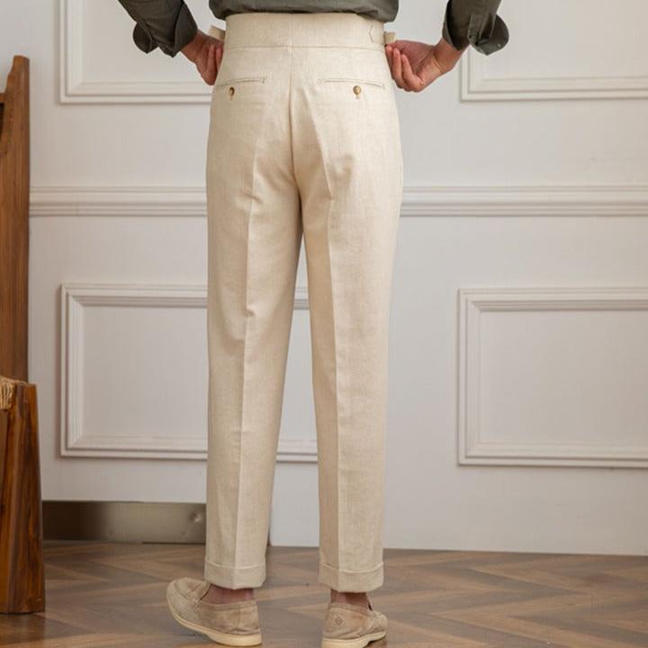 Mens Trouser High-Waisted Pleated Straight-Leg Italian Cut – Dalven
