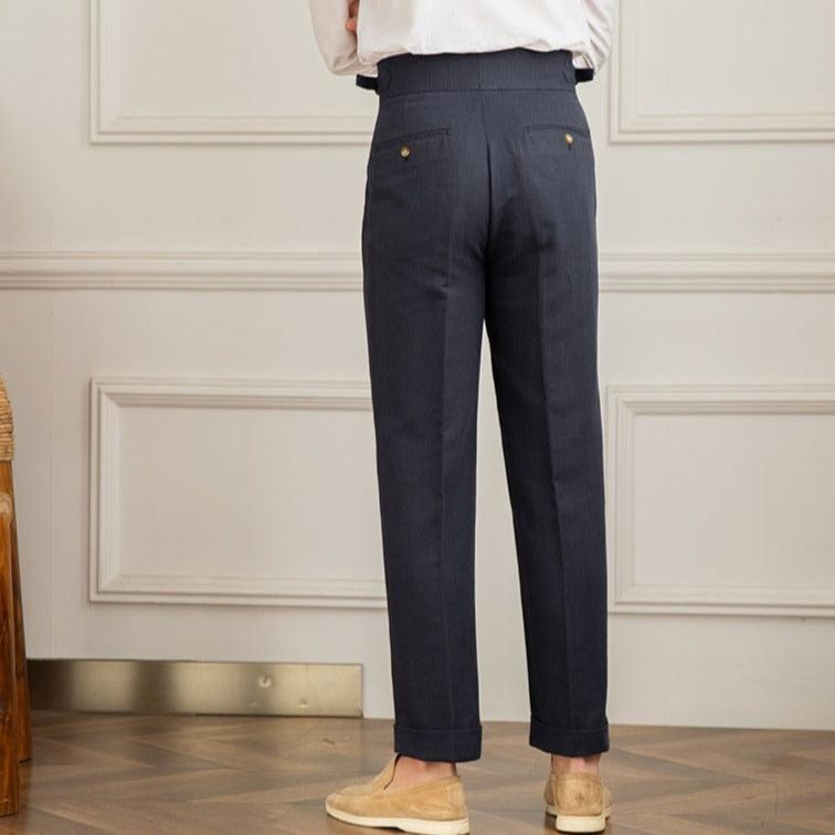 Mens Trouser High-Waisted Pleated Straight-Leg Italian Cut – Dalven