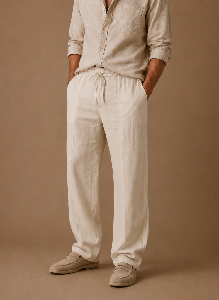 Mens Trouser Linen Blend Relaxed Fit Smart Casual – Linvel
