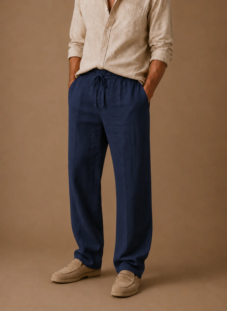 Mens Trouser Linen Blend Relaxed Fit Smart Casual – Linvel