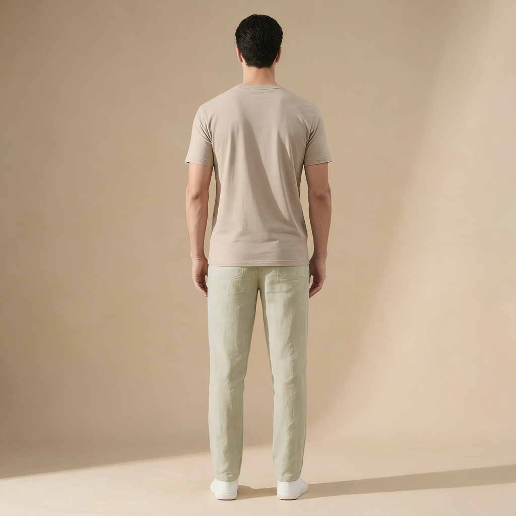 Mens Trouser Linen Regular Fit Elastic Waist – Baldo