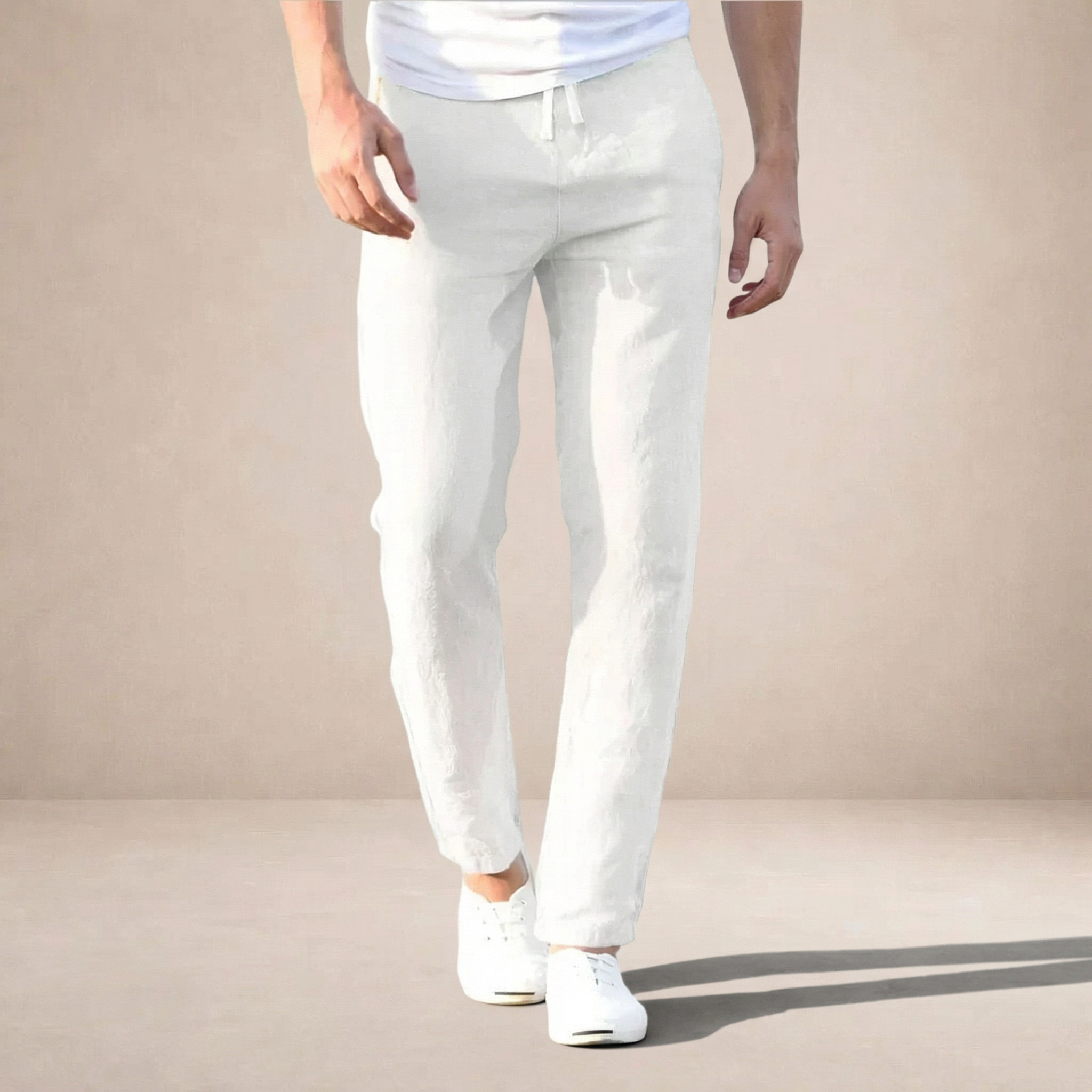 Mens Trouser Linen Regular Fit Elastic Waist – Baldo