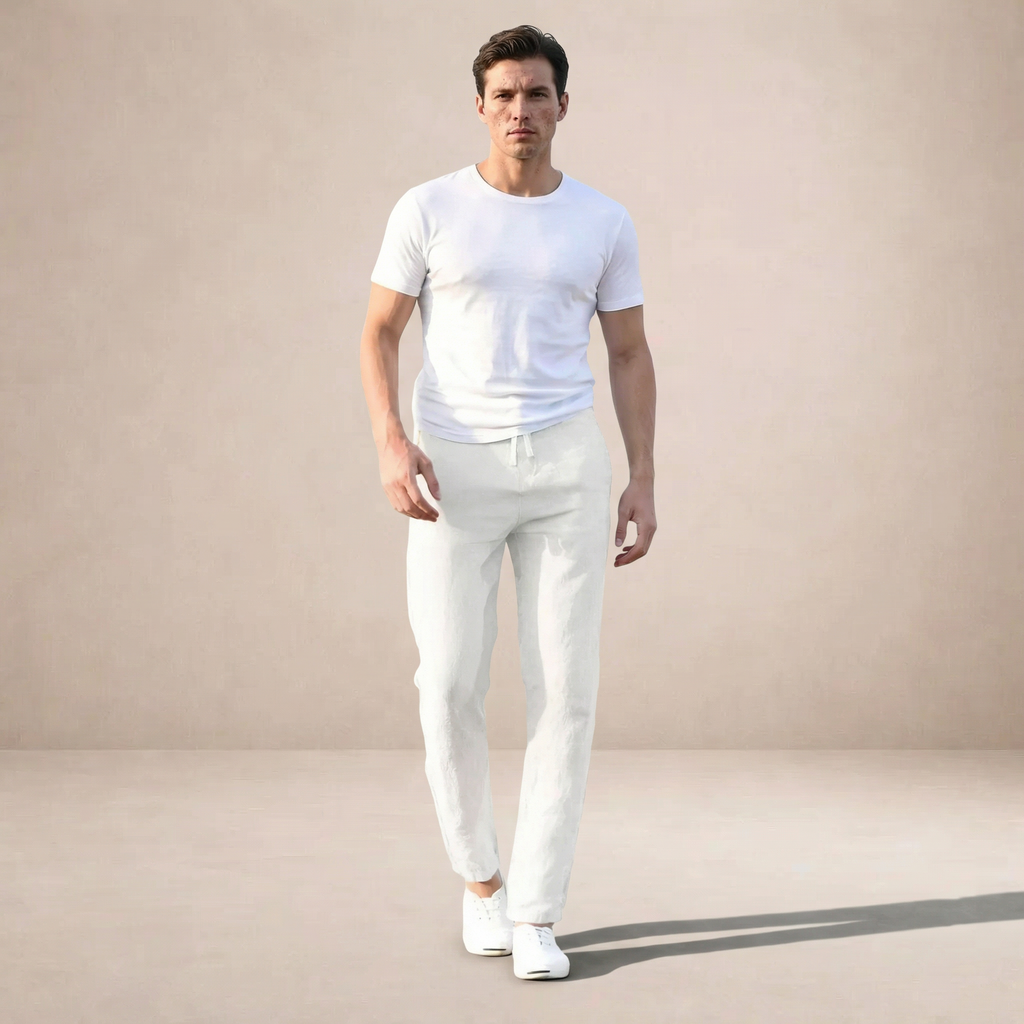 Mens Trouser Linen Regular Fit Elastic Waist – Baldo