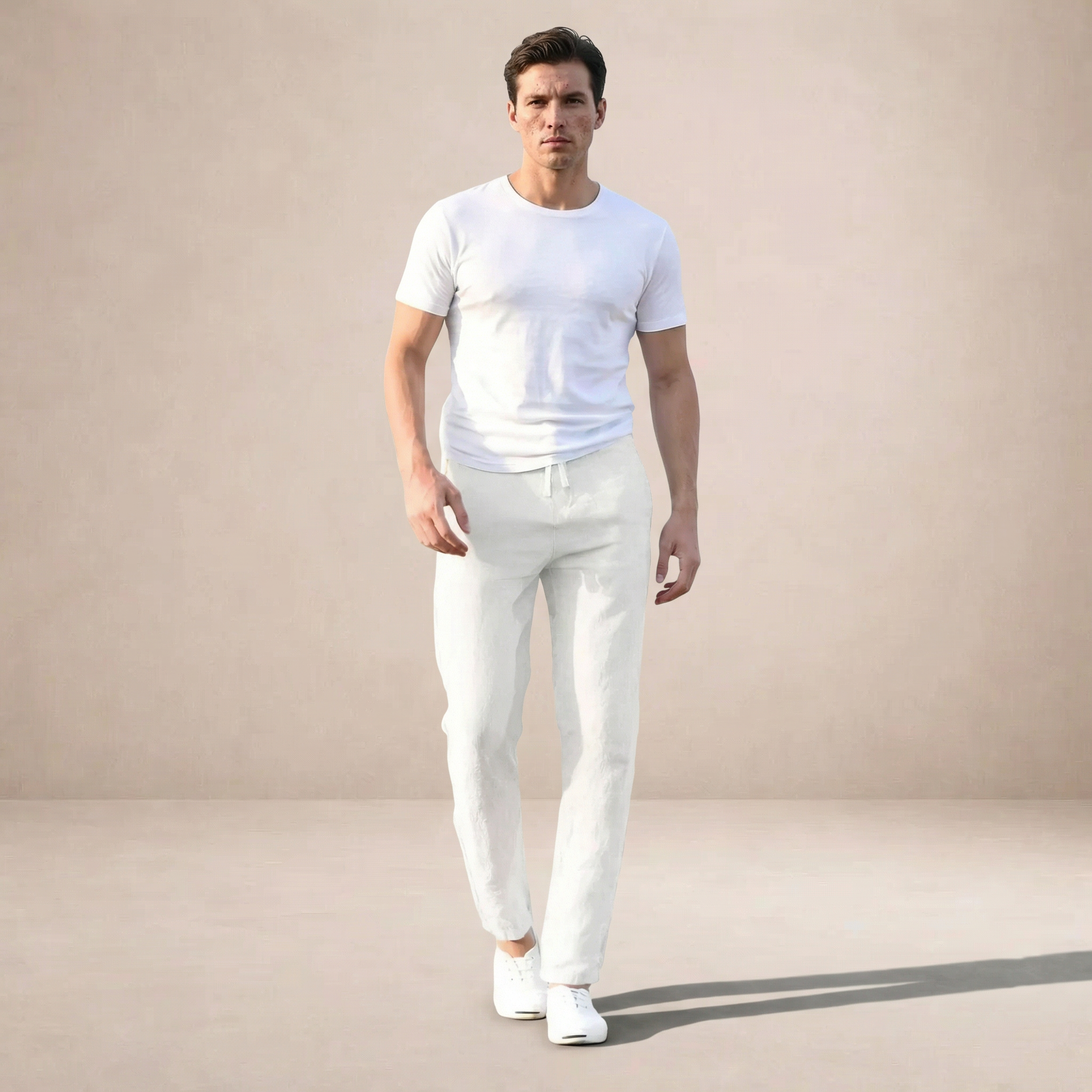 Mens Trouser Linen Regular Fit Elastic Waist – Baldo