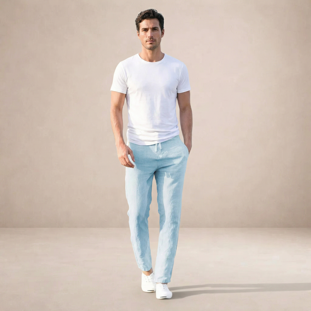 Mens Trouser Linen Regular Fit Elastic Waist – Baldo