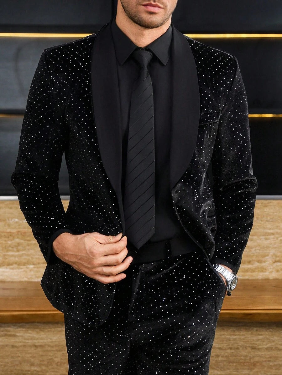Model wearing shawl collar blazer and trousers in apricot – TARLANO
