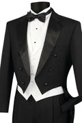 Black tailcoat tuxedo set with white lapeled vest and matching trousers – TARLANO