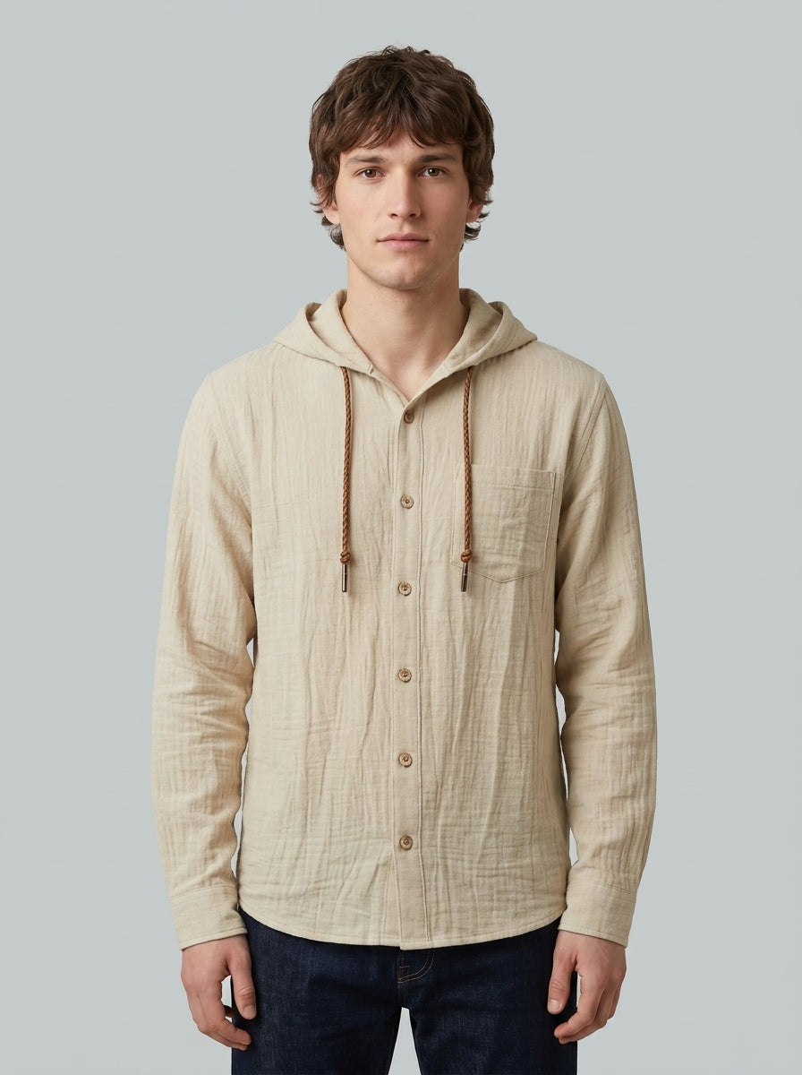 Hooded lightweight jacket — On Model - Upper Body | Generated by Modelize
