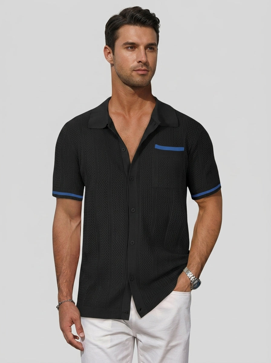 Short sleeve button-up shirt — On Model - Upper Body | Generated by Modelize