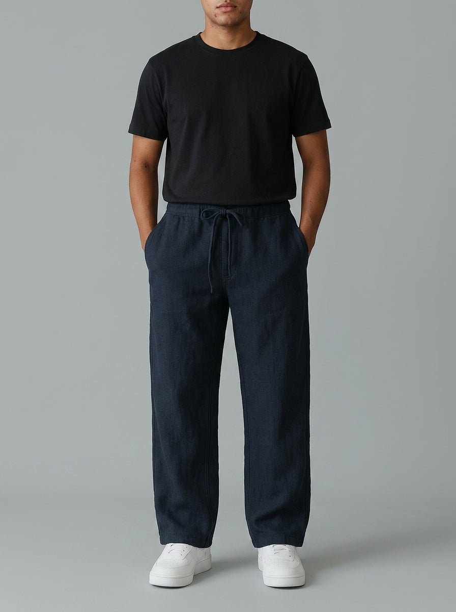 Linen drawstring pants — On Model - Lower Body | Generated by Modelize