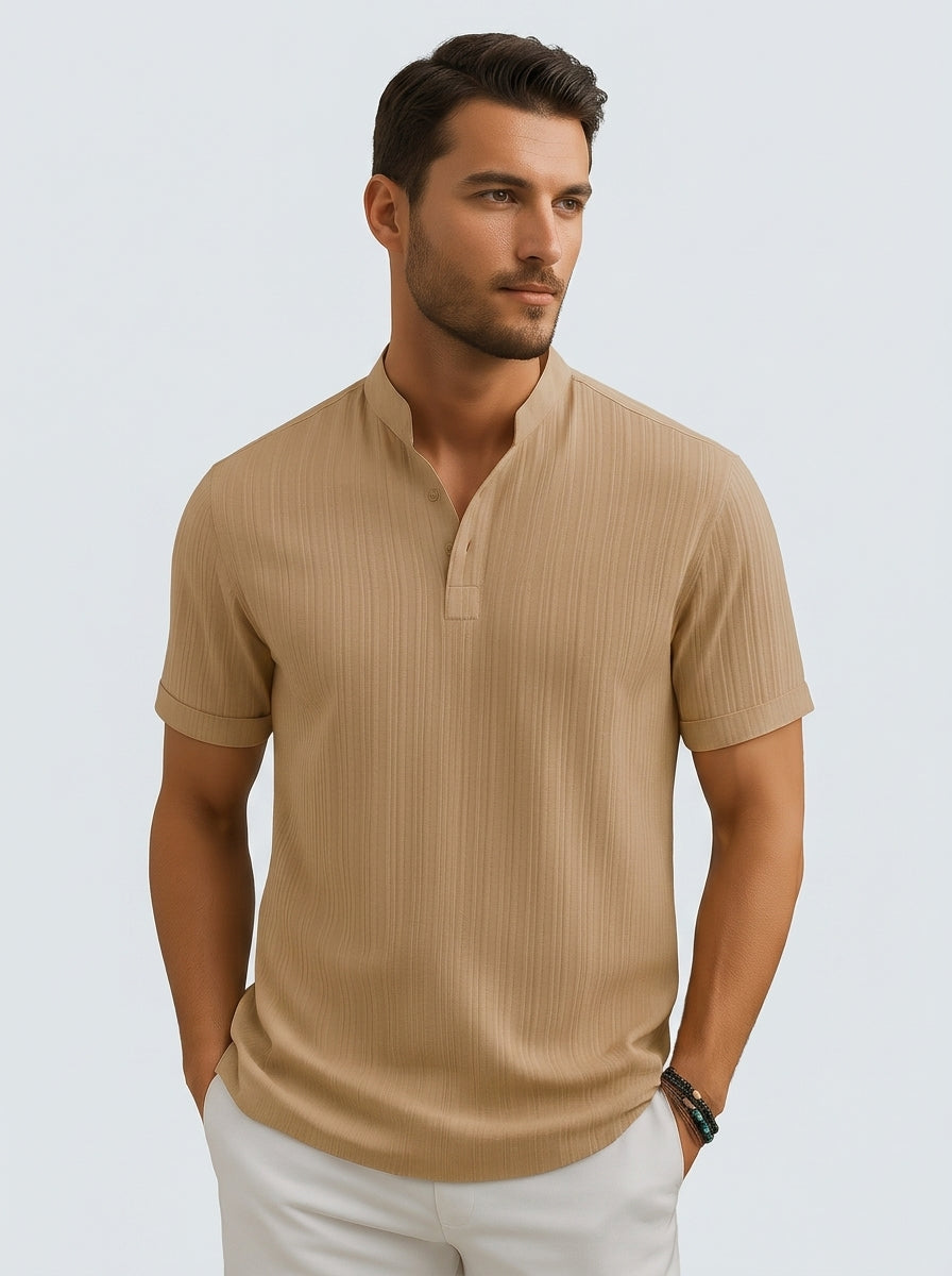 Linen popover shirt — On Model - Upper Body | Generated by Modelize