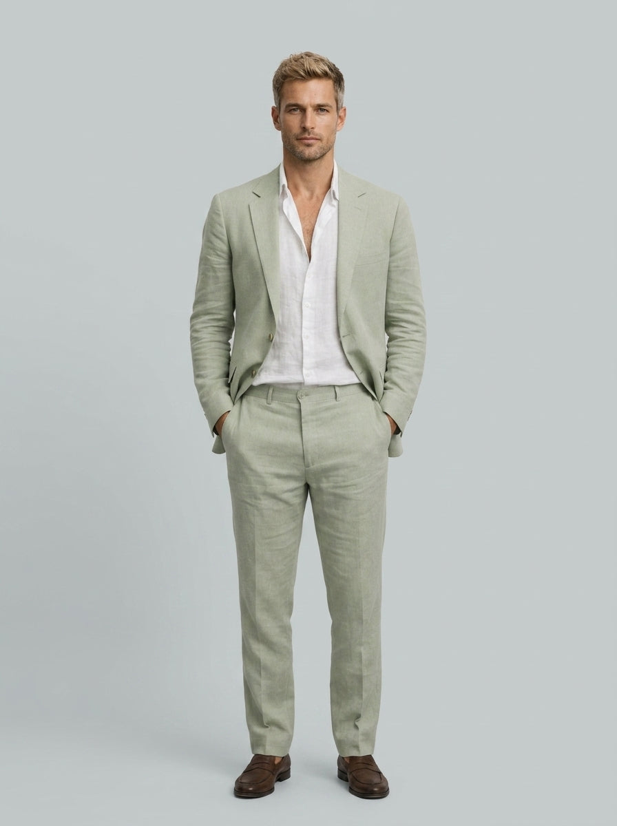 Linen Two-Piece Suit — On Model - Neutral | Generated by Modelize