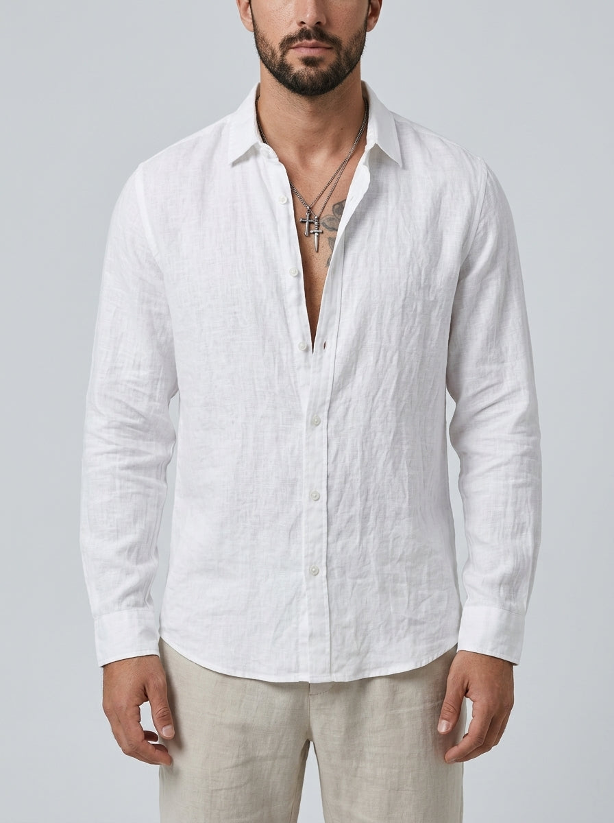 Long-sleeve button-front shirt — On Model - Upper Body | Generated by Modelize