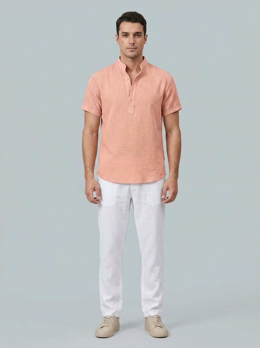 Henley short sleeve shirt — On Model - Neutral | Generated by Modelize