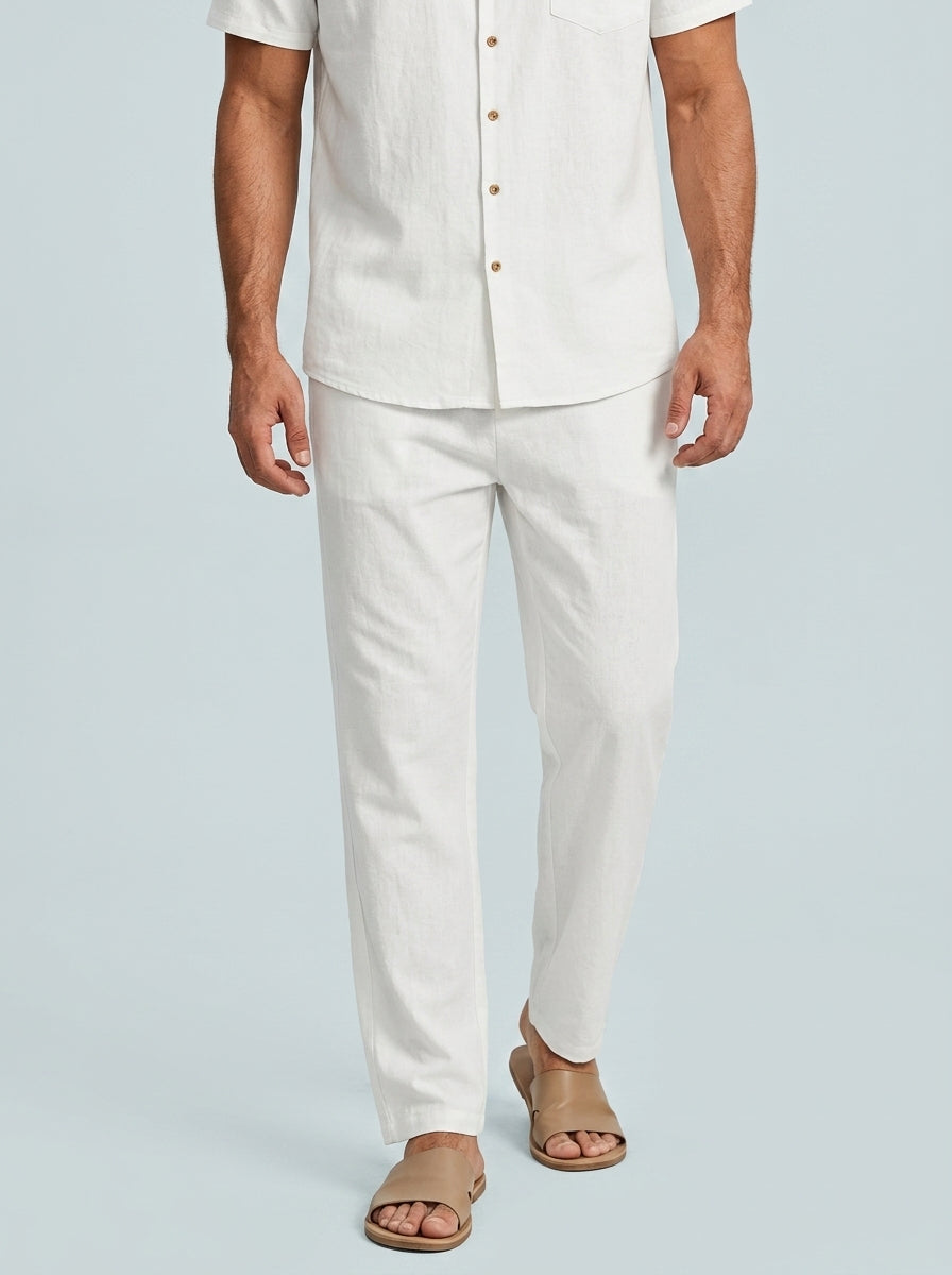 Two-piece short sleeve shirt and trouser set — On Model - Lower Body | Generated by Modelize